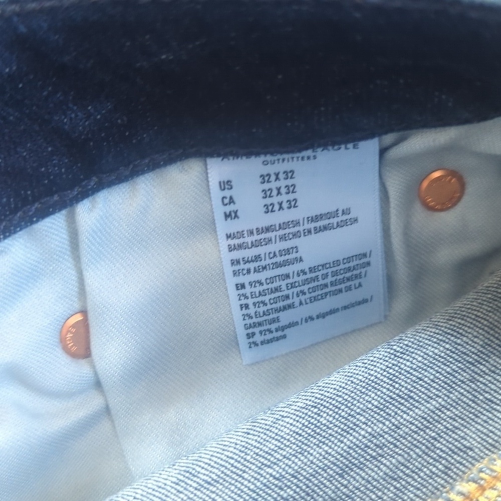American Eagle Dark Wash Original Straight Airflex + Denim Jean 32/32 - Picture 6 of 8